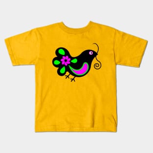 Cute Flying Blackbird Kids T-Shirt